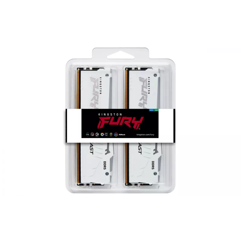 Kingston FURY Beast 32GB (2x16GB) DDR5 5600MHz CL36 atminties rinkinys Baltas RGB EXPO