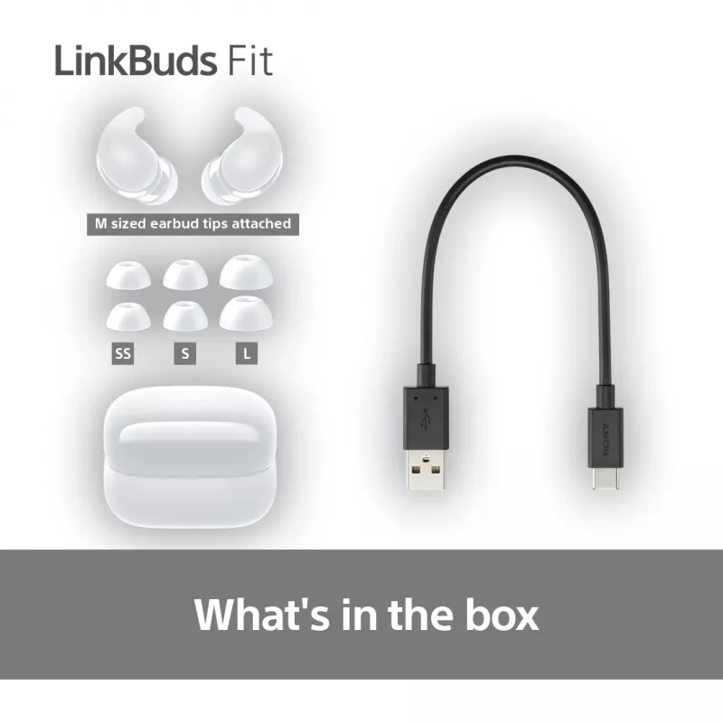 Sony LinkBuds Fit WFLS910NW belaidės ausinės, į ausį, skambučiams/muzikai, baltos