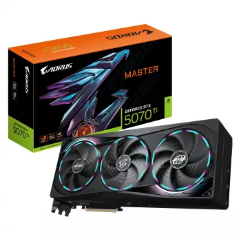 GIGABYTE AORUS GeForce RTX 5070 Ti MASTER 16G vaizdo plokštė – 16 GB GDDR7, 256 bit, PCI-E 5.0, 2670 MHz, 3x DP 2.1a, 1x HDMI 2.1b, NVIDIA DLSS 4, GV-N507TAORUS M-16GD