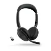 Jabra Evolve2 65 Flex - Link380a MS Stereo, belaidis ir laidinis, 20 - 20000 Hz, biurui/skambučių centrui, 136 g, ausinės, juodos