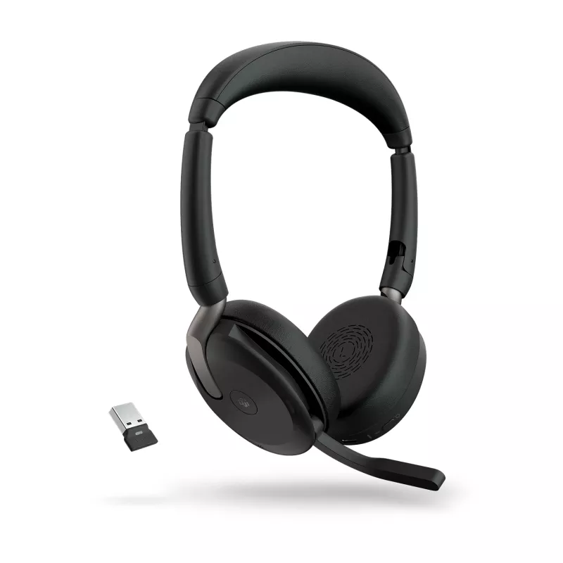 Jabra Evolve2 65 Flex - Link380a MS Stereo, belaidis ir laidinis, 20 - 20000 Hz, biurui/skambučių centrui, 136 g, ausinės, juodos