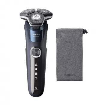 Philips SHAVER Series 5000 S5885/10 vyriškas skustuvas su rotaciniu skustuvu ir trimeriu, juodas, mėlynas