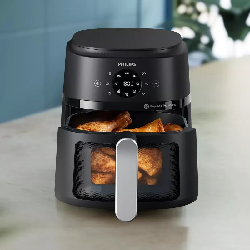 Philips 2000 serijos NA221/00 gruzdintuvė Viena 4,2 L Stalviršinė 1500 W Karšto oro gruzdintuvė Juoda, Sidabrinė