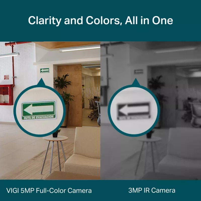 TP-Link VIGI 5MP Full-Color Turret tinklo kamera, IP stebėjimo kamera, vidaus, laidinė, 120 dB, CE, NTRA, VCCI, KC, BSMI, FCC, IC, lubų montavimui