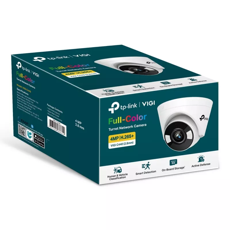 TP-Link VIGI 5MP Full-Color Turret tinklo kamera, IP stebėjimo kamera, vidaus, laidinė, 120 dB, CE, NTRA, VCCI, KC, BSMI, FCC, IC, lubų montavimui