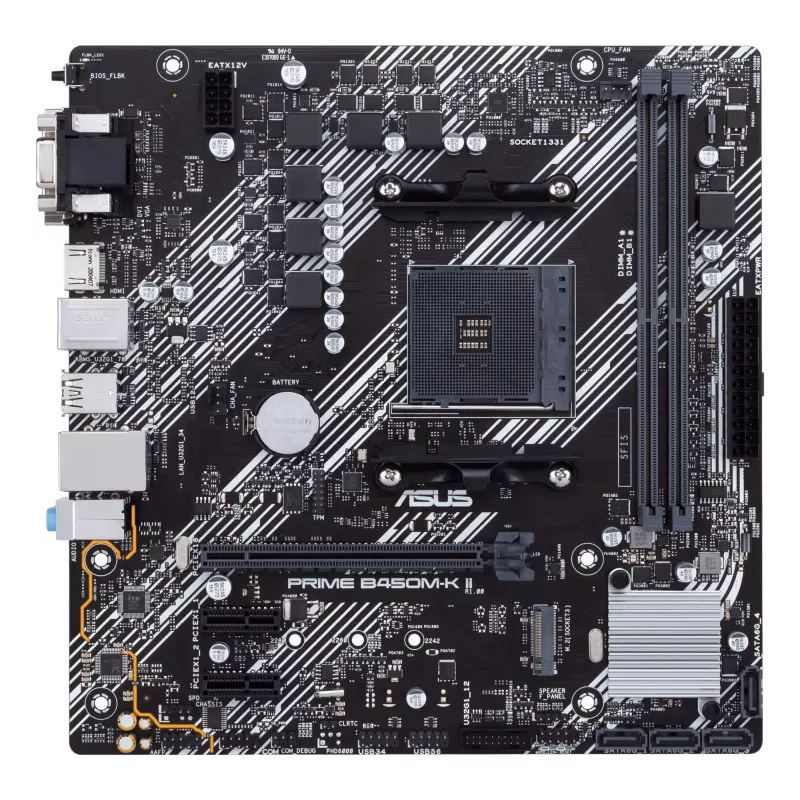 ASUS Prime B450M-K II pagrindinė plokštė AMD B450 Socket AM4 micro ATX