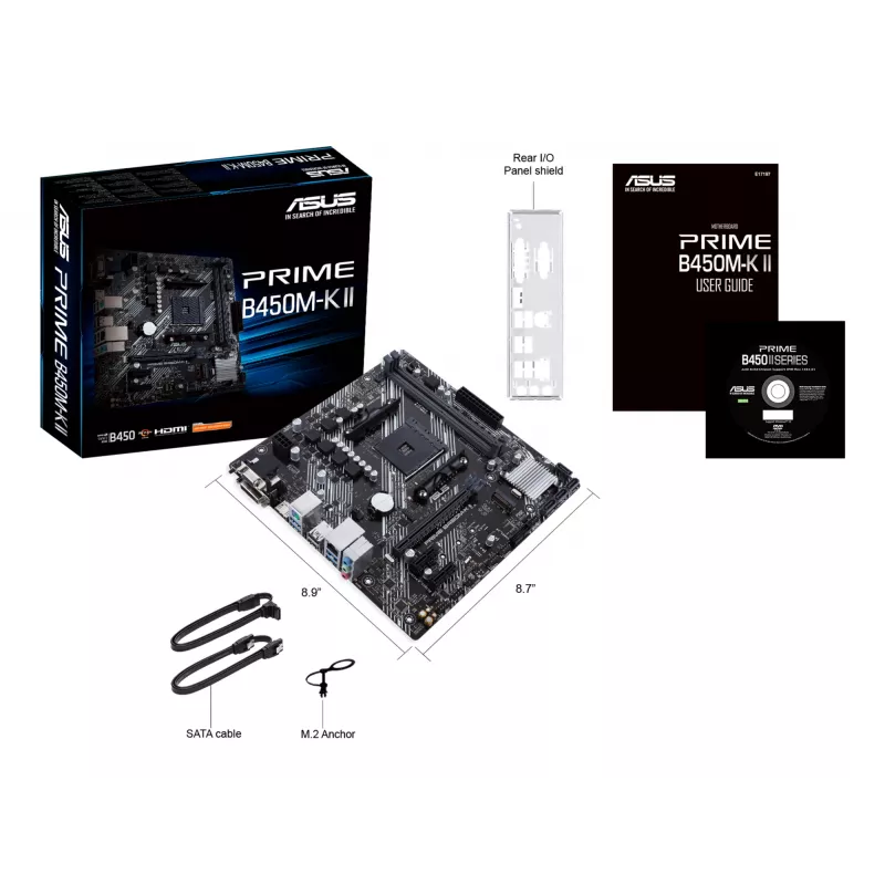 ASUS Prime B450M-K II pagrindinė plokštė AMD B450 Socket AM4 micro ATX