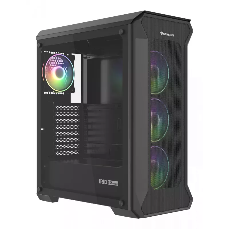 GENESIS Irid 505 ARGB Midi Tower Juodas, Peršviečiamas