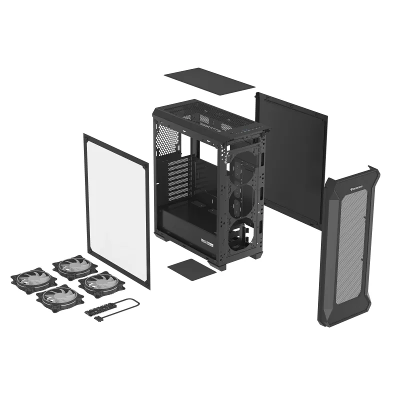 GENESIS Irid 505 ARGB Midi Tower Juodas, Peršviečiamas