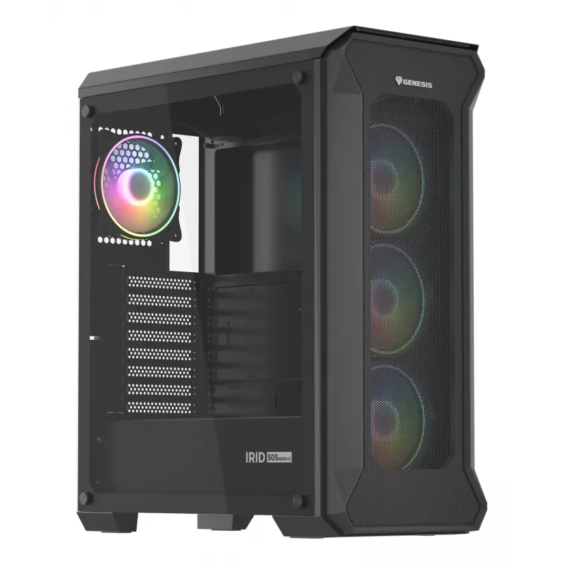 GENESIS Irid 505 ARGB Midi Tower Juodas, Peršviečiamas