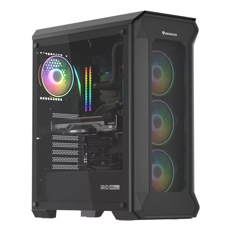 GENESIS Irid 505 ARGB Midi Tower Juodas, Peršviečiamas