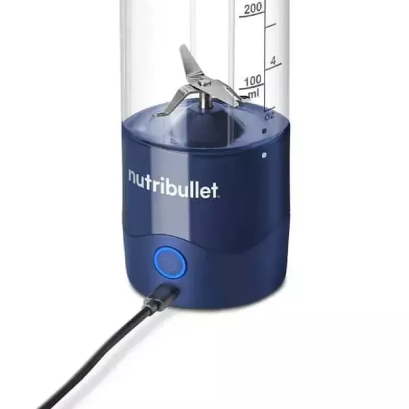 Sportinis blenderis NUTRIBULLET Portable 0,475 L, akumuliatorinis, nerūdijančio plieno peiliai, Tritan dubuo, tamsiai mėlynas