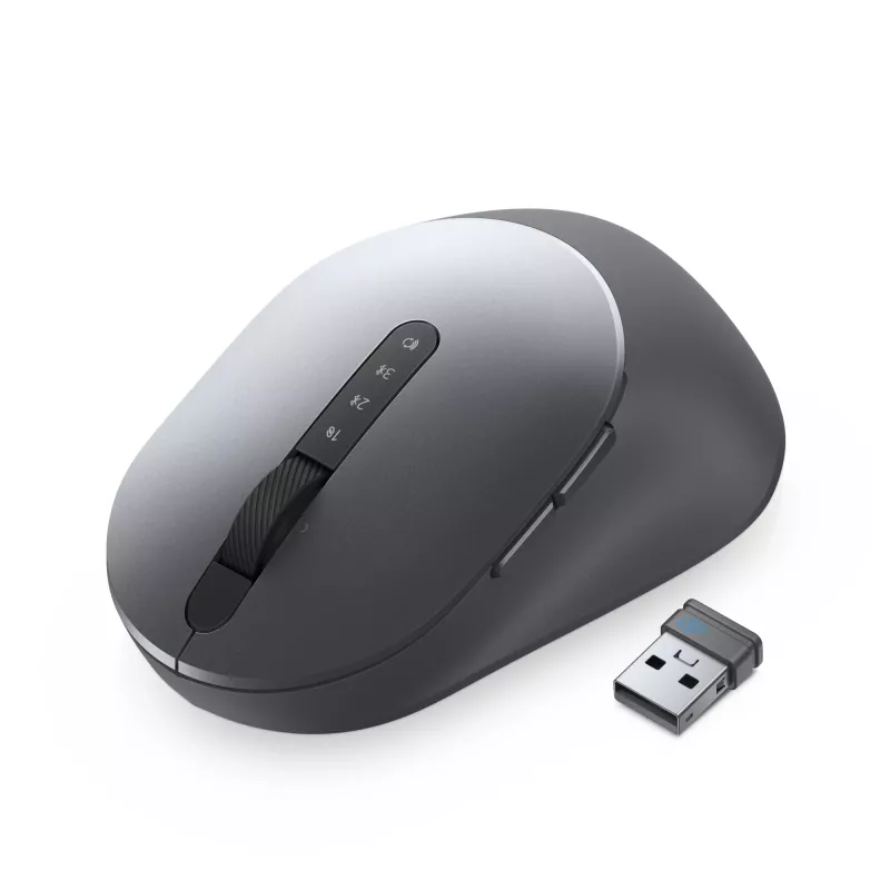 DELL Pro Plus Mouse - MS5320W, Dešinei rankai, Optinis, RF belaidis + Bluetooth, 1600 DPI, Pilka, Titanium