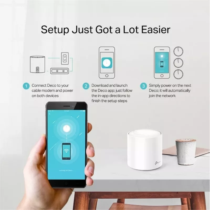 TP-Link Deco X20 AX1800 belaidžio tinklo maršrutizatorius, Wi-Fi 6, balta spalva