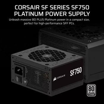 CORSAIR SF750 maitinimo blokas, visiškai modulinis, 80 PLUS Platinum, SFX, 750 W