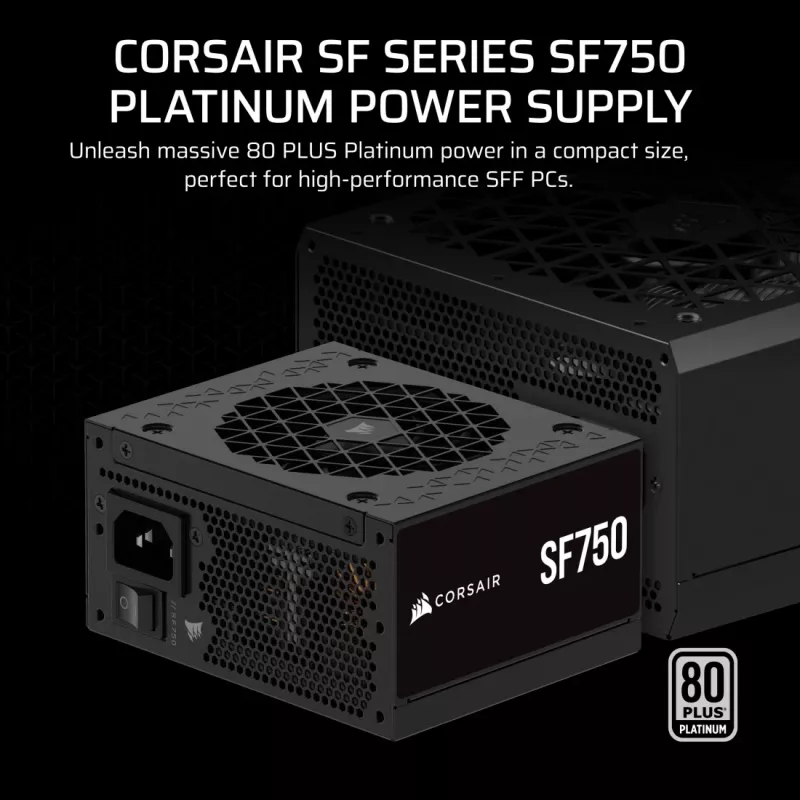 CORSAIR SF750 maitinimo blokas, visiškai modulinis, 80 PLUS Platinum, SFX, 750 W