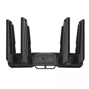 ASUS ROG Rapture GT-BE19000 belaidis maršrutizatorius, trijų juostų (2,4 GHz / 5 GHz / 6 GHz), Multi-Gigabit Ethernet, juodas/raudonas