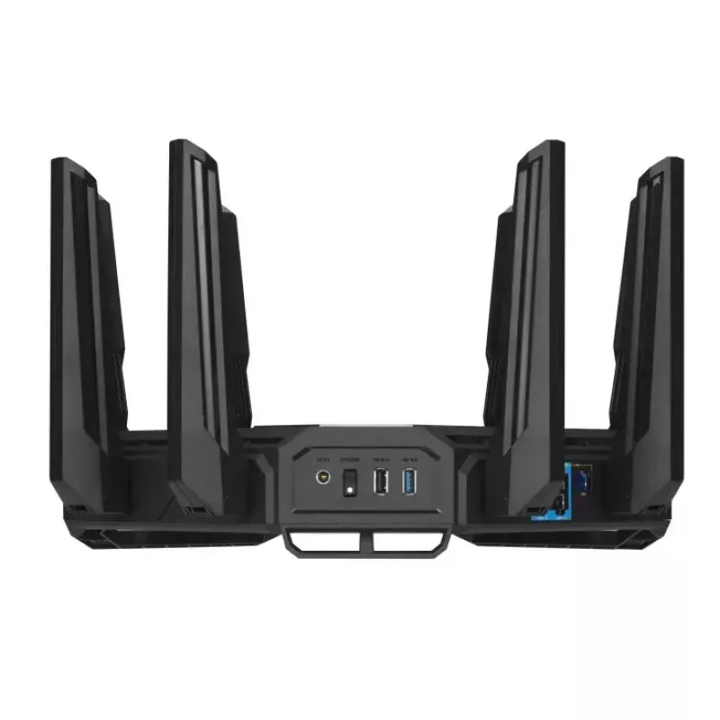 ASUS ROG Rapture GT-BE19000 belaidis maršrutizatorius, trijų juostų (2,4 GHz / 5 GHz / 6 GHz), Multi-Gigabit Ethernet, juodas/raudonas