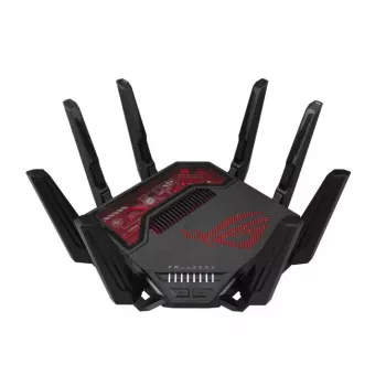 ASUS ROG Rapture GT-BE19000 belaidis maršrutizatorius, trijų juostų (2,4 GHz / 5 GHz / 6 GHz), Multi-Gigabit Ethernet, juodas/raudonas