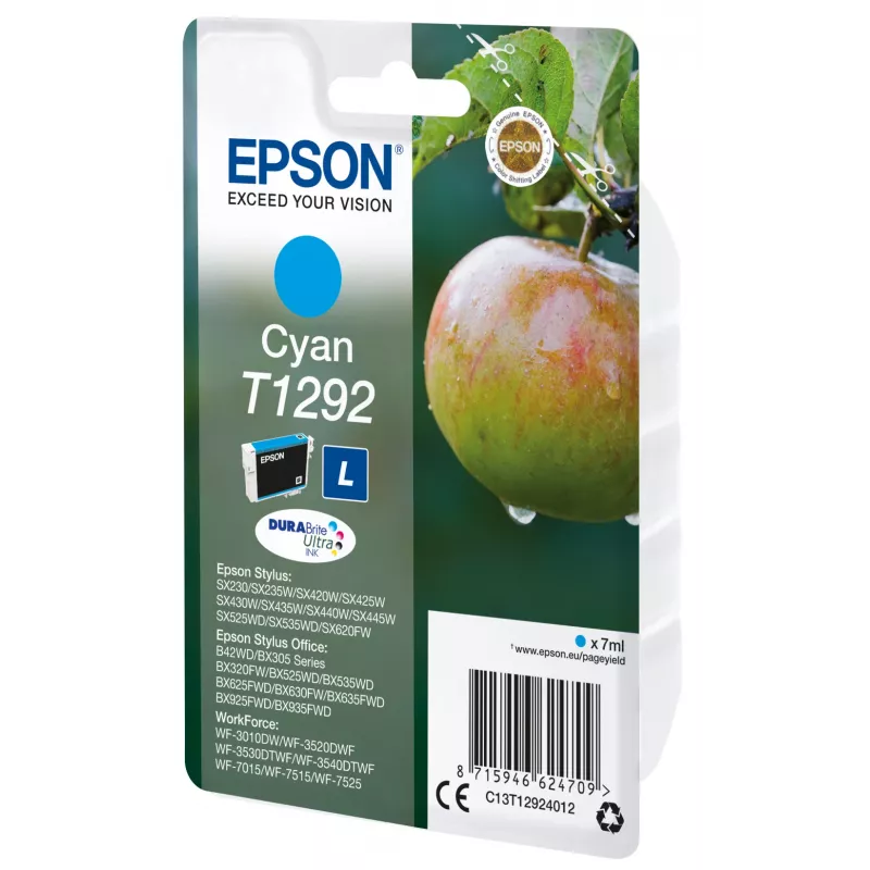 Epson kasetė Cyan T1292 DURABrite Ultra rašalas, mėlyna, 7 ml, 1 vnt., 474 puslapiai