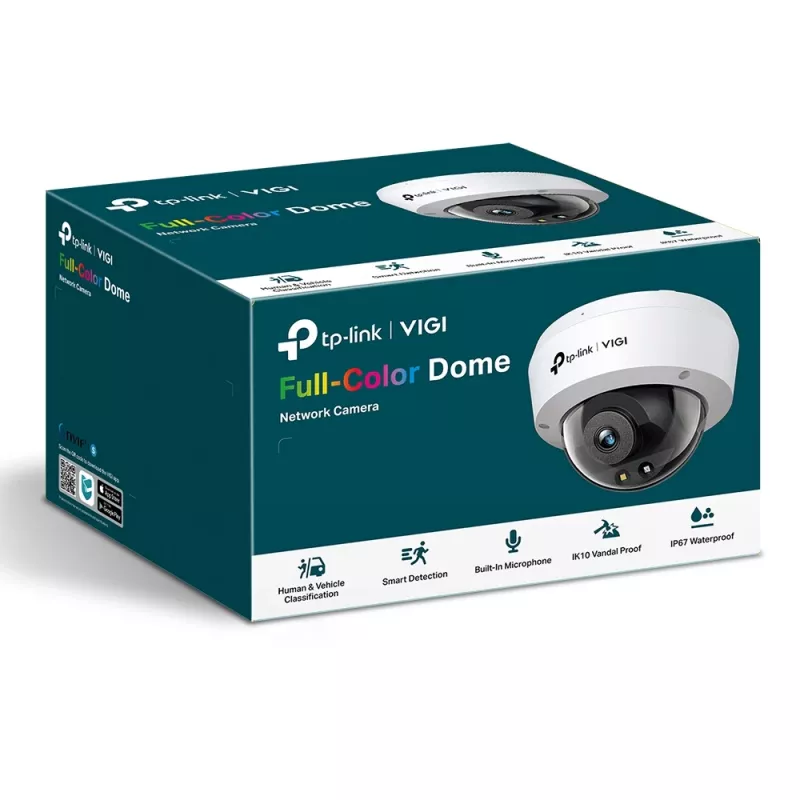 TP-Link VIGI 5MP Full-Color Kupolinė tinklo kamera, IP stebėjimo kamera, vidaus ir lauko, laidinė, 120 dB, CE, NTRA, VCCI, KC, BSMI, FCC, IC, lubos