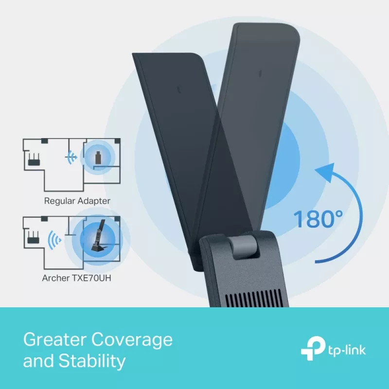 TP-Link Archer AXE5400 belaidis USB adapteris Wi-Fi 6E su aukšto stiprinimo antenomis