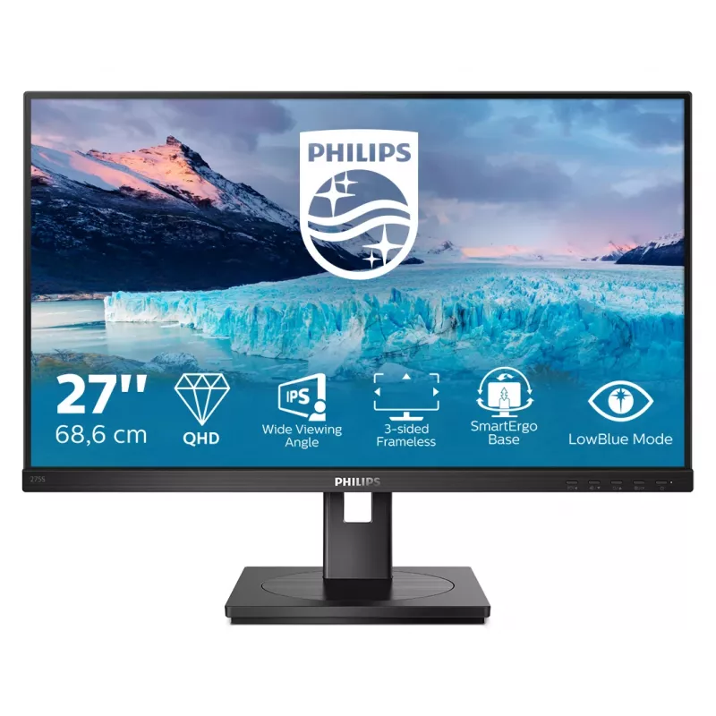 Philips S Line 275S1AE/00 monitor 68,6 cm (27 colių) 2560 x 1440 pikselių 2K Ultra HD LCD juodas