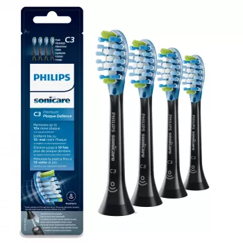 Philips C3 Premium Plaque Defence HX9044/33 4x juodi šepetėlio antgaliai