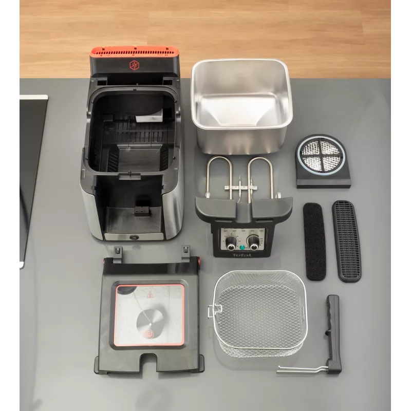 Tefal Clear Duo FR600D vienkartinė gruzdintuvė 0,65 l 2000 W juoda, nerūdijantis plienas