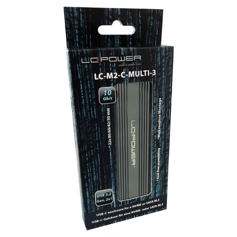 LC-POWER M.2 SSD dėklas LC-M2-C-MULTI-3 USB 3.2 (NVMe ir SATA)