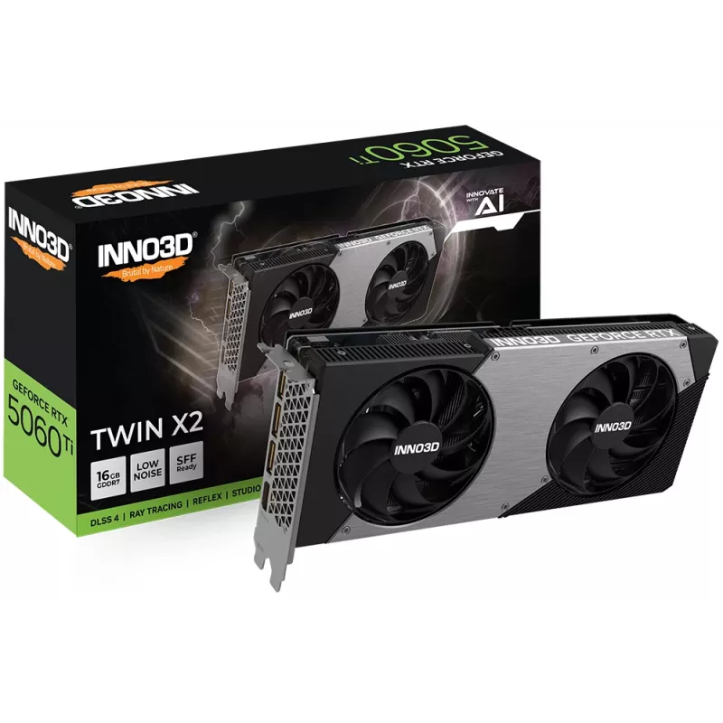 Vaizdo plokštė Inno3D GeForce RTX 5060 Ti — 16 GB GDDR7, PCIe 5.0, 128 bitų, 448 GB/s