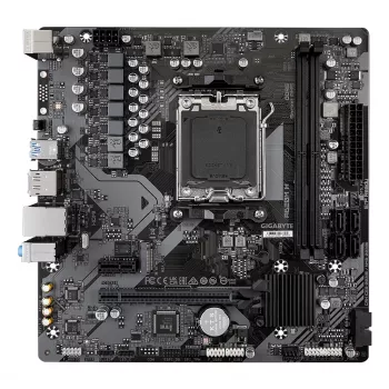 GIGABYTE A620M H pagrindinė plokštė – palaiko AMD Ryzen 8000 procesorius, 5+2+2 fazių skaitmeninis VRM, iki 7200 MHz DDR5 (OC), 1xPCIe 4.0 M.2, GbE LAN, USB 3.2 Gen 1