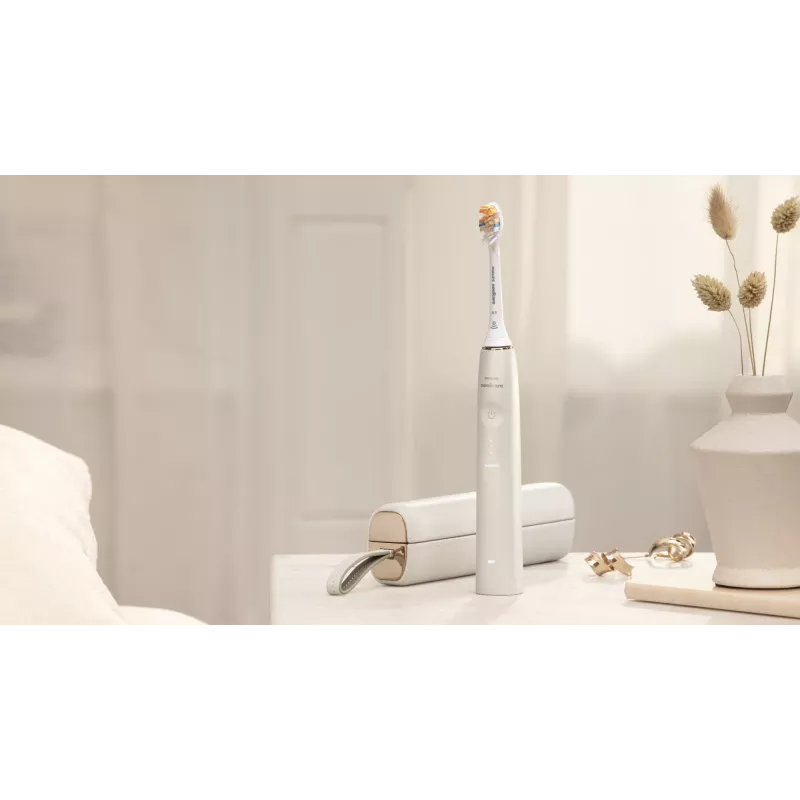 Philips Sonicare DiamondClean Prestige 9900 serijos DiamondClean Prestige HX9992/11 soninis elektrinis dantų šepetėlis su SenseIQ – šampano spalvos
