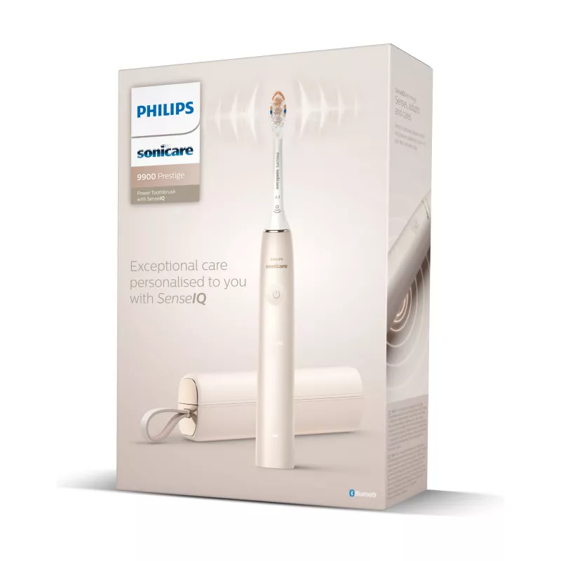 Philips Sonicare DiamondClean Prestige 9900 serijos DiamondClean Prestige HX9992/11 soninis elektrinis dantų šepetėlis su SenseIQ – šampano spalvos