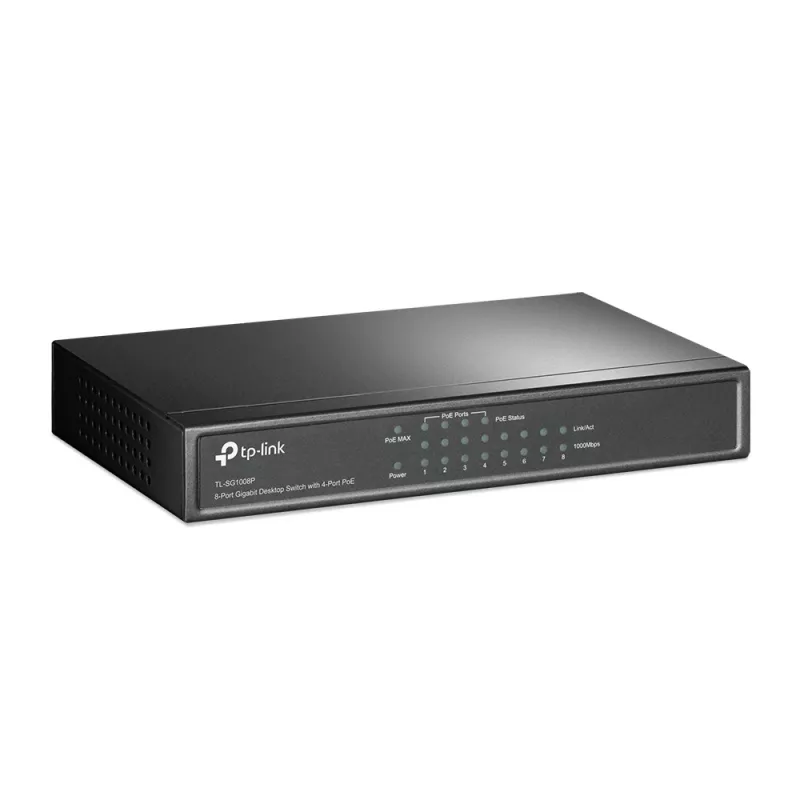 Valdomas tinklo jungiklis TP-Link TL-SG1008P 8 prievadų Gigabit PoE, 4 PoE prievadai