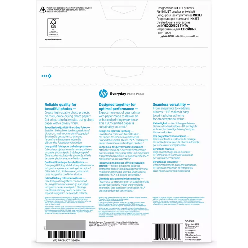 HP Kasdienis foto popierius, blizgus, 200 g/m², A4 (210 x 297 mm), 25 lapų
