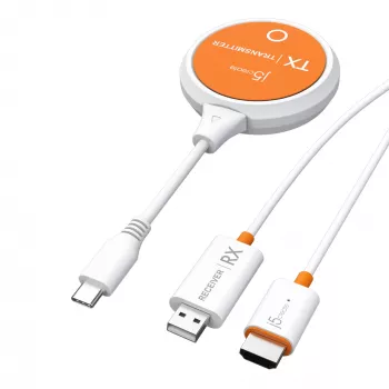 j5create JVAW62 ScreenCast USB-C® belaidis HDMI™ prailgintuvas, baltas ir oranžinis