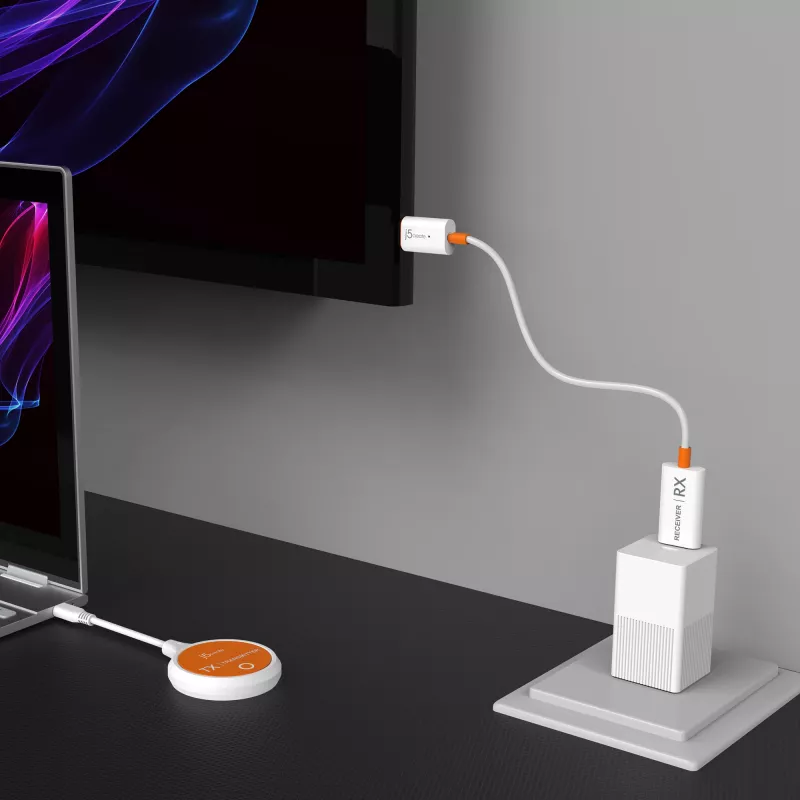 j5create JVAW62 ScreenCast USB-C® belaidis HDMI™ prailgintuvas, baltas ir oranžinis