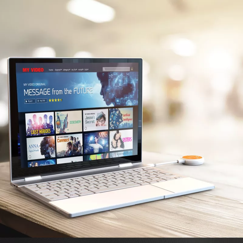 j5create JVAW62 ScreenCast USB-C® belaidis HDMI™ prailgintuvas, baltas ir oranžinis