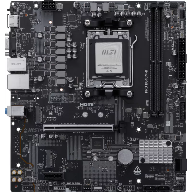 MSI PRO B840M-B pagrindinė plokštė AMD B840 Socket AM5 micro ATX