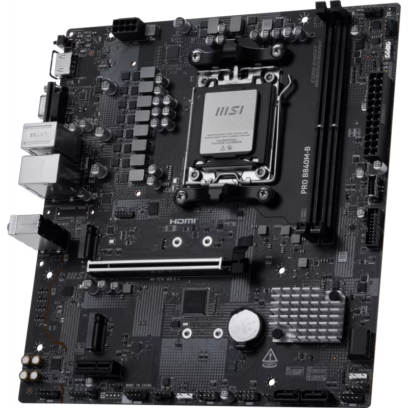 MSI PRO B840M-B pagrindinė plokštė AMD B840 Socket AM5 micro ATX