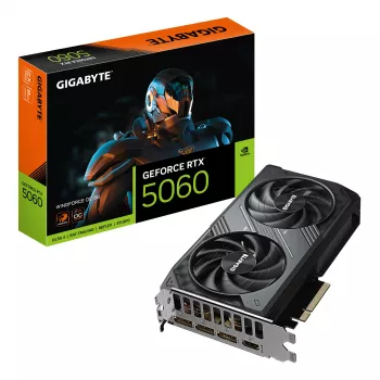 GIGABYTE GeForce RTX 5060 WINDFORCE OC 8G vaizdo plokštė – 8 GB GDDR7, 128 bit, PCI-E 5.0, 2512 MHz, 3x DisplayPort, 1x HDMI, GV-N5060WF2OC-8G