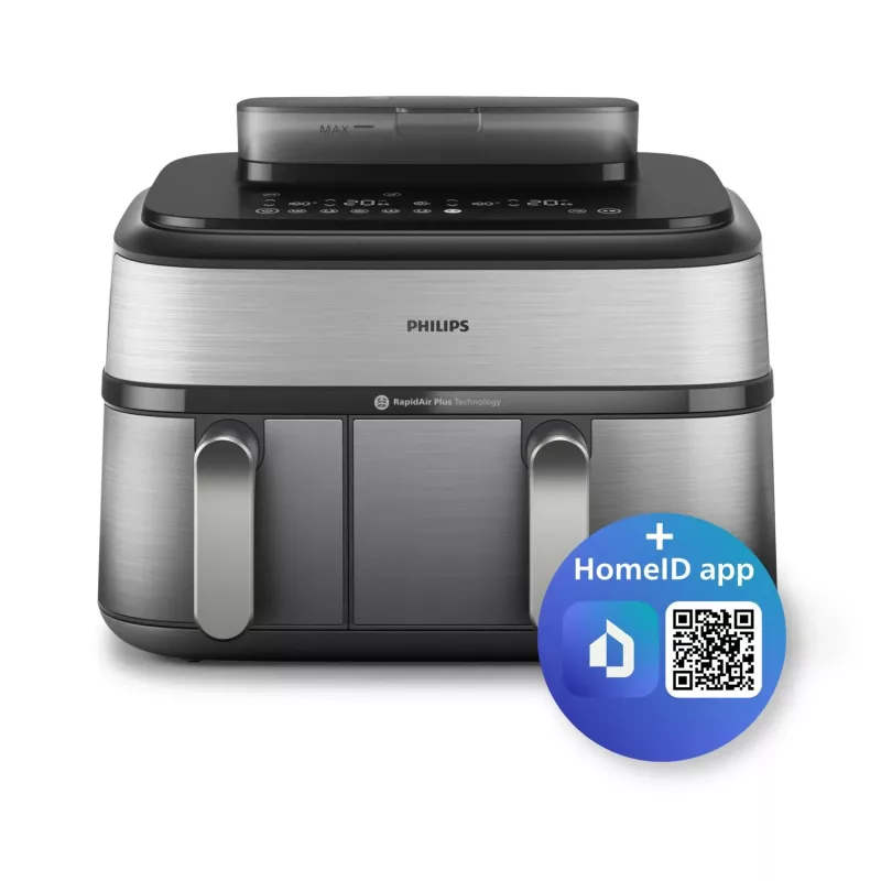 Philips 5000 serijos NA555/00 gruzdintuvė Dviguba 9 L Atskira 2750 W Karšto oro gruzdintuvė Sidabrinė