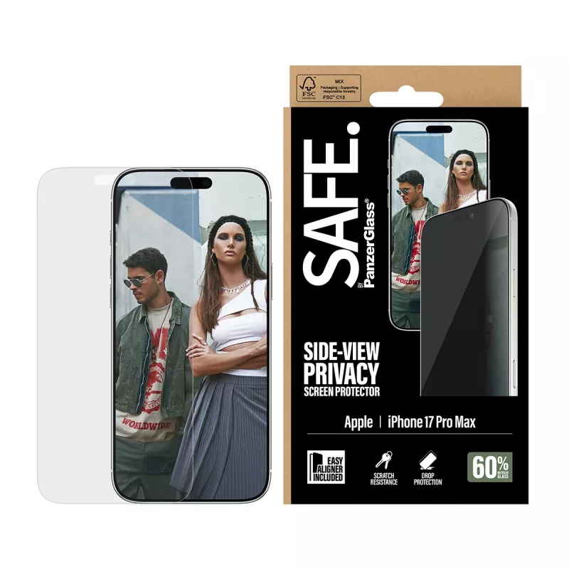 PanzerGlass SAFE. by ® 2-Way privatumo ekrano apsauga iPhone 17 Pro Max | Ultra-Wide Fit su EasyAligner