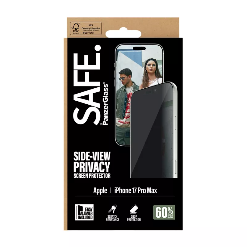 PanzerGlass SAFE. by ® 2-Way privatumo ekrano apsauga iPhone 17 Pro Max | Ultra-Wide Fit su EasyAligner