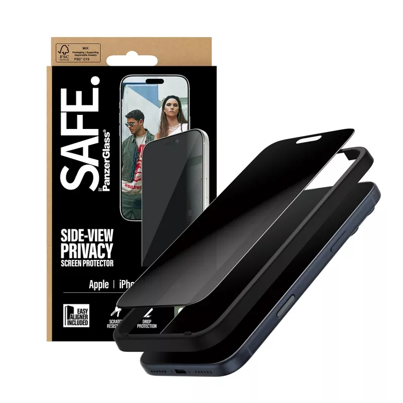 PanzerGlass SAFE. by ® 2-Way privatumo ekrano apsauga iPhone 17 Pro Max | Ultra-Wide Fit su EasyAligner