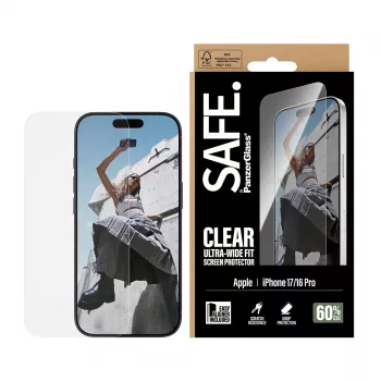 PanzerGlass SAFE. by ® Ekrano apsauga iPhone 17 | iPhone 16 Pro | Ultra-Wide Fit su EasyAligner