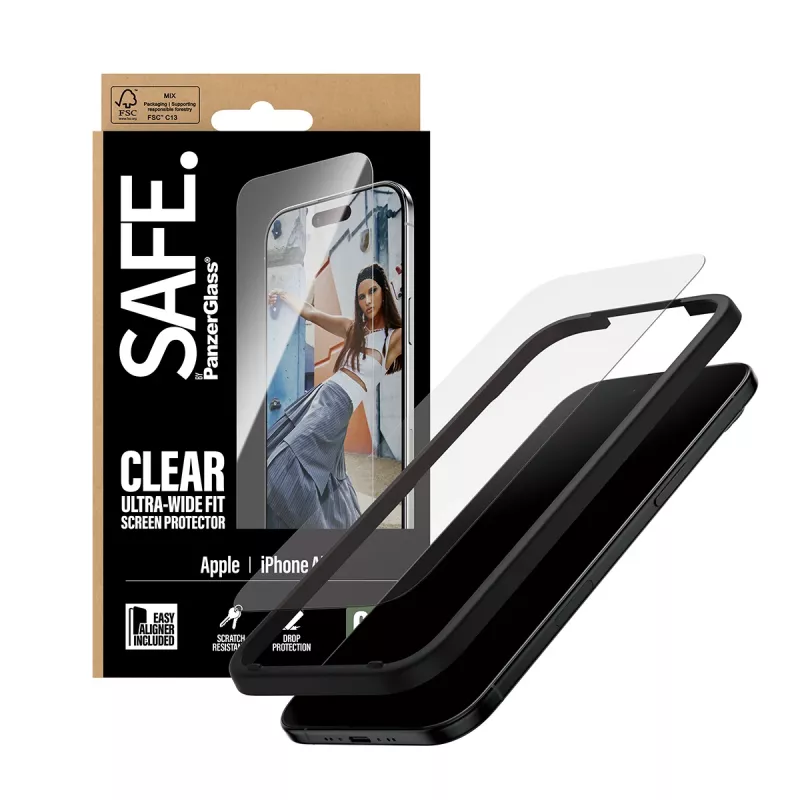 PanzerGlass SAFE. by ® Ekrano apsauginis stiklas iPhone Air | Ultra-Wide Fit su EasyAligner