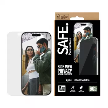 PanzerGlass SAFE. by ® 2 krypčių privatumo ekrano apsauginis stiklas iPhone 17 | iPhone 16 Pro | Ultra-Wide Fit su EasyAligner