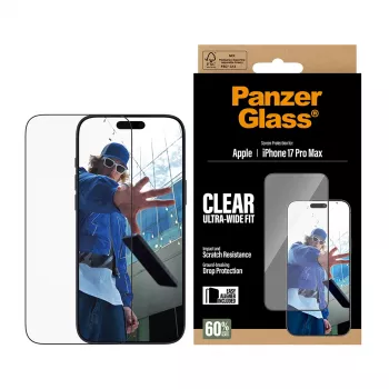 PanzerGlass® ekrano apsauga iPhone 17 Pro Max | Ultra-Wide Fit su EasyAligner